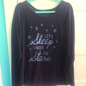 Women's Navy Blue Color Sleep Shirt - Let's Sleep Under the Stars Sz XXL Long Sl